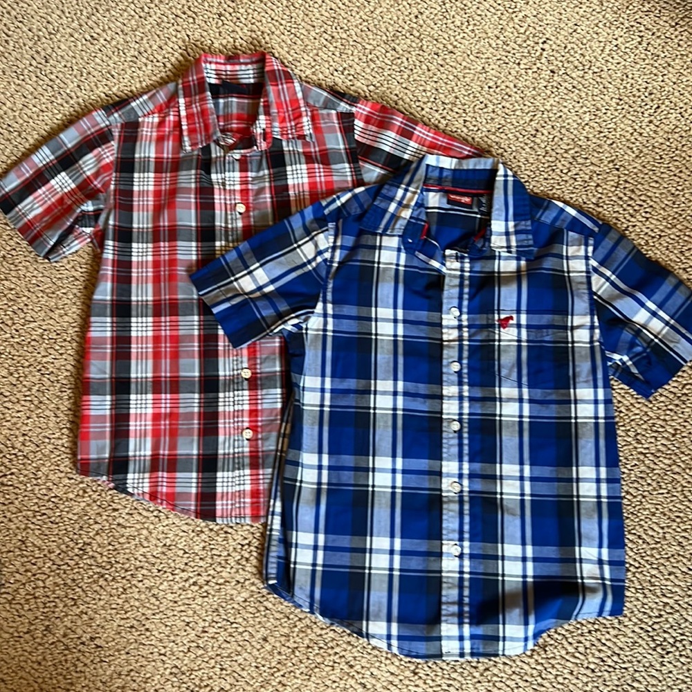 Wrangler Lot 2 Size 8 Button Down Short Sleeve Shirts Plaid